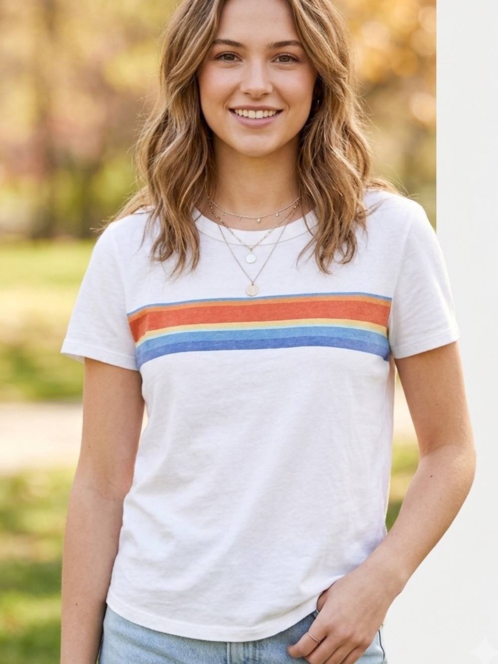 Vintage-Inspired Rainbow Striped Tee